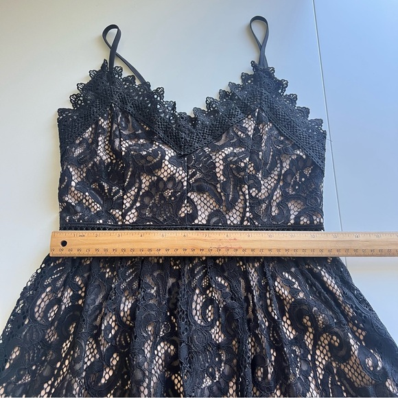 Altar'd State Black Lace Midi Dress with Nude Lace Overlay A-Line Size XS - Picture 4 of 14